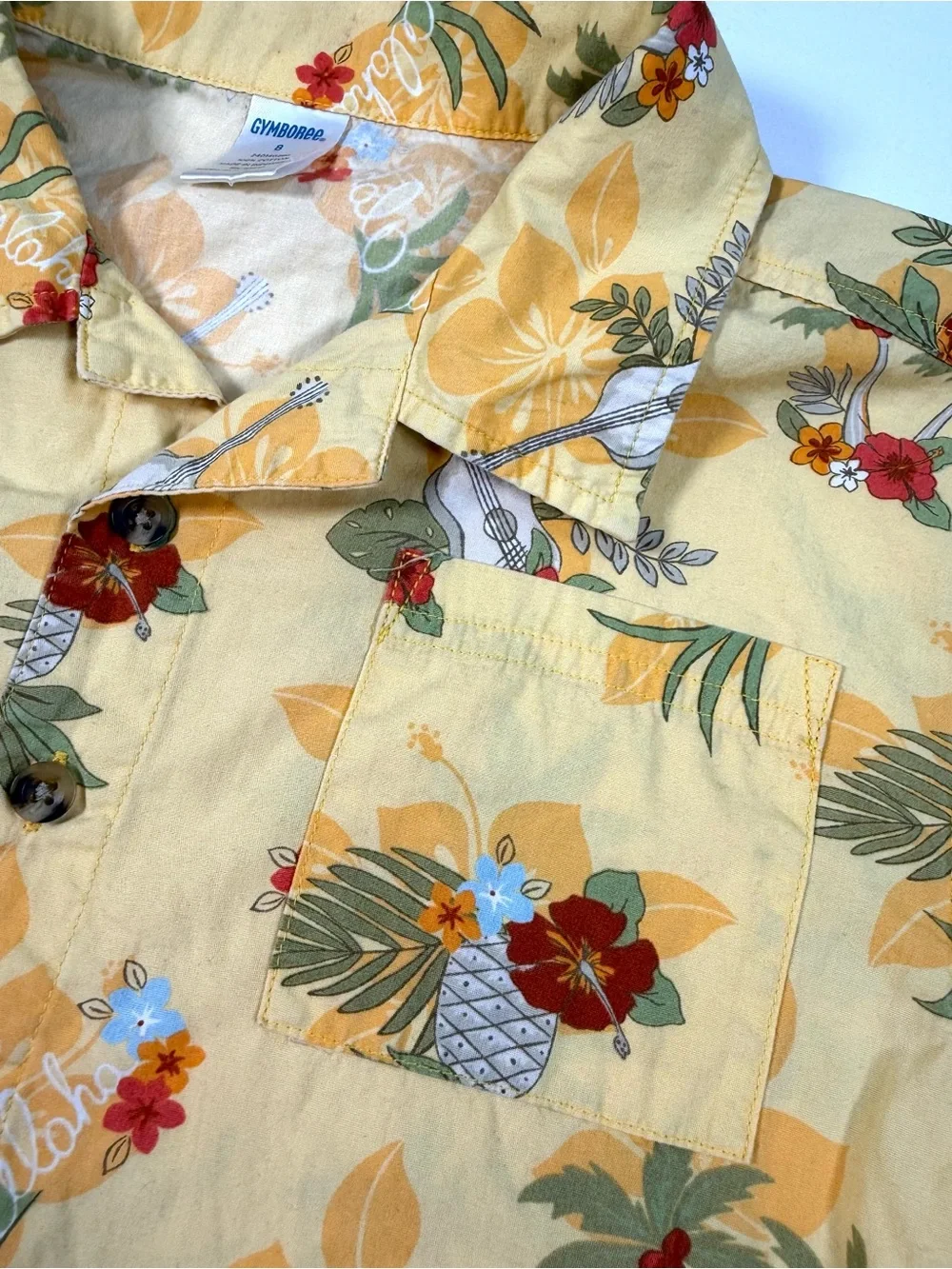 VINTAGE‎ GYMBOREE Boys Hawaiian Button Up Shirt 8 2005 Tropical Aloha Summer